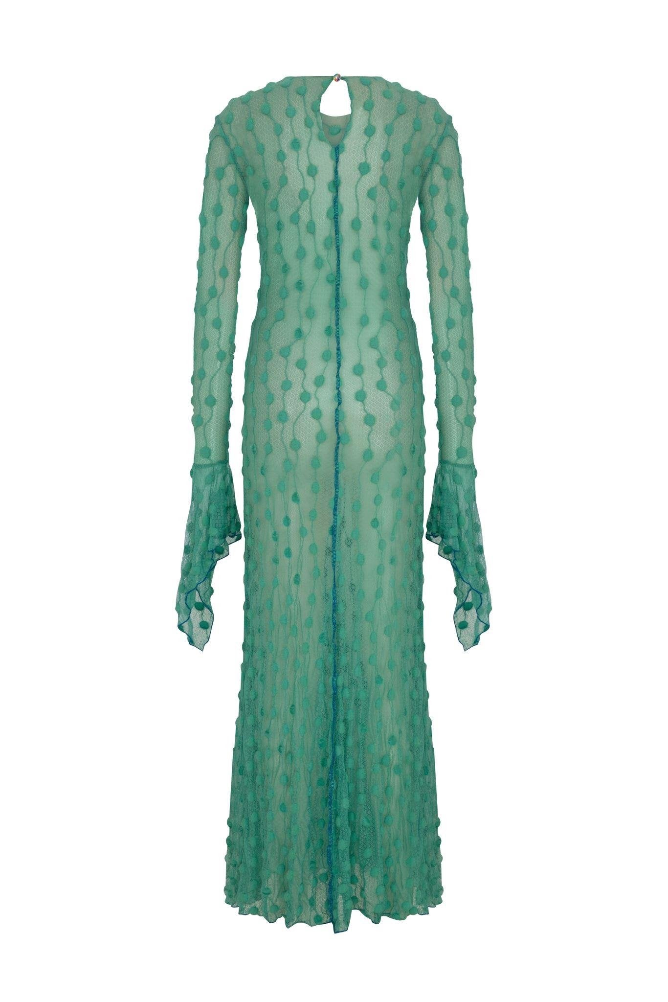 green lace high neck dress Light Green Lace High Neck Long Sleeve Mini Dress